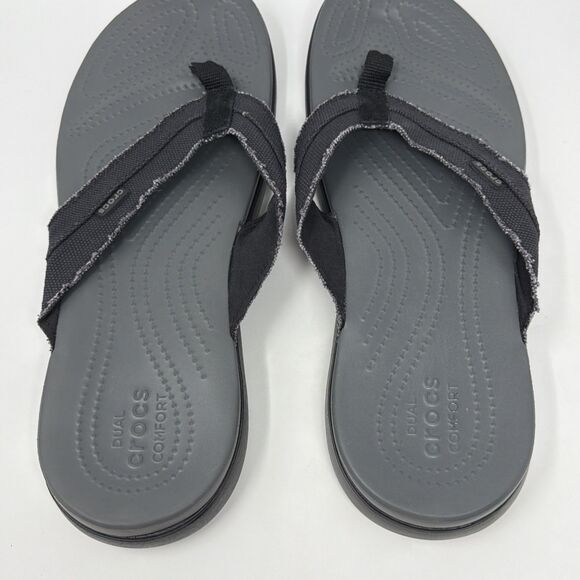 Crocs Men’s Size 13 Comfort Santa Cruz Thong Sandals 205612 Black STORE MODEL main image 13